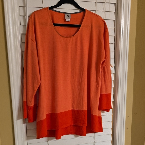 Natori Pink Orange 3/4 Sleeve Relaxed Tunic - Picture 1 of 11